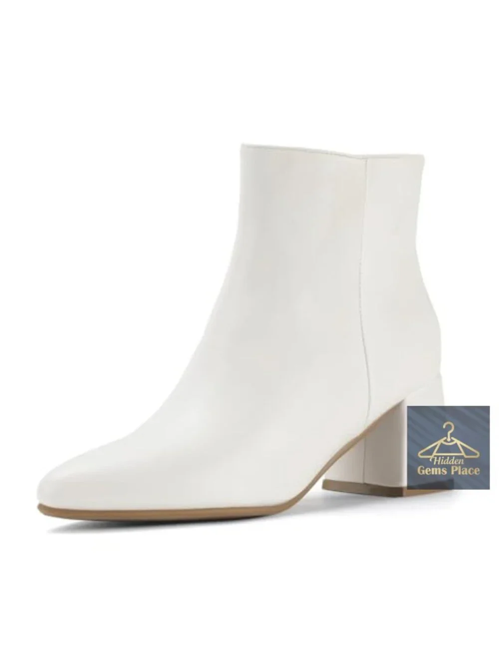 Faux Leather Pointed Toe Block Heel Ankle Booties with Side Zipper